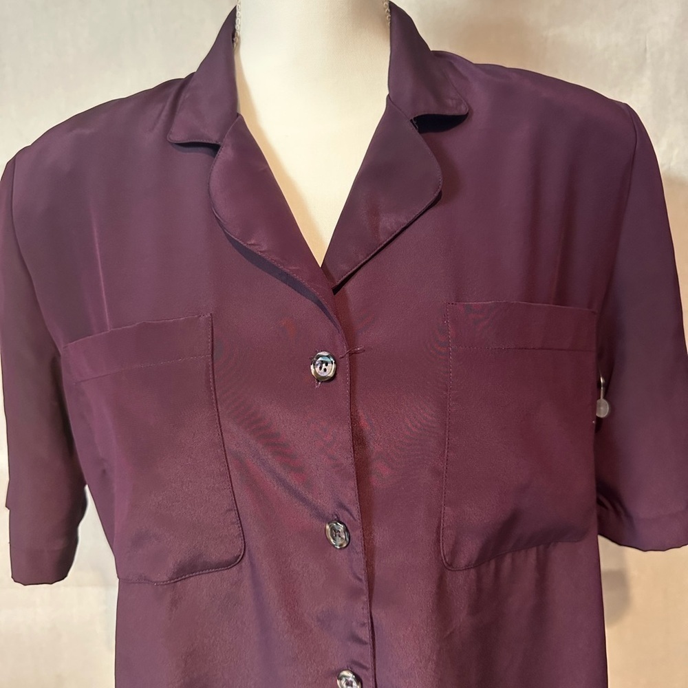Evan Picone Purple Short Sleeve Button Down Shirt